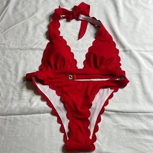 Red two piece bikini